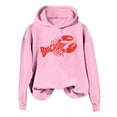 thumbnail image 3 of Arlun Vintage Lobster Print Hoodies for Women Casual Long Sleeve Relaxed Fit Funny Graphic Pullover Sweatshirts Soft Comfortable Hooded Tops for Fall Winter Daily Wear 1-Pink XL, 3 of 4