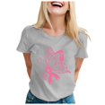 thumbnail image 1 of TSADFHJI Hauts d'Été Boho pour Femmes T-Shirt Imprimé à Manches Courtes Col Rond Blouse L Gris, 1 of 5