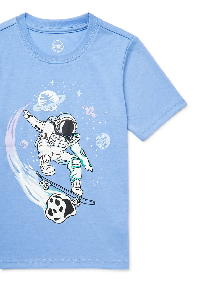 Wonder Nation Boys Astronaut Sleep Set - 2-Piece PJ Set Husky - Walmart.com, image size:800x1067