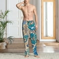 thumbnail image 5 of Uemuo Vintage Floral Butterflies Pattern Men's Wide Leg Palazzo Lounge Pants with Pockets Light Weight Loose Comfy Casual Pajama Pants-Large, 5 of 9