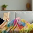 thumbnail image 3 of Geometric Soft Flannel Fleece Throw Blanket, Polygonal Arrangement with Colorful Abstract Triangles Ornamental Illustration, Cozy Plush for Indoor and Outdoor Use, 60" x 80", Multicolor, by Ambesonne, 3 of 5