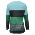 thumbnail image 5 of HLKJKLS Long Sleeve Shirts For Women Color Blocked Long Sleeve V Neck T Shirt Polyester-Cotton Blend Casual Fashionable Breathable Blue S-Xxl, 5 of 5