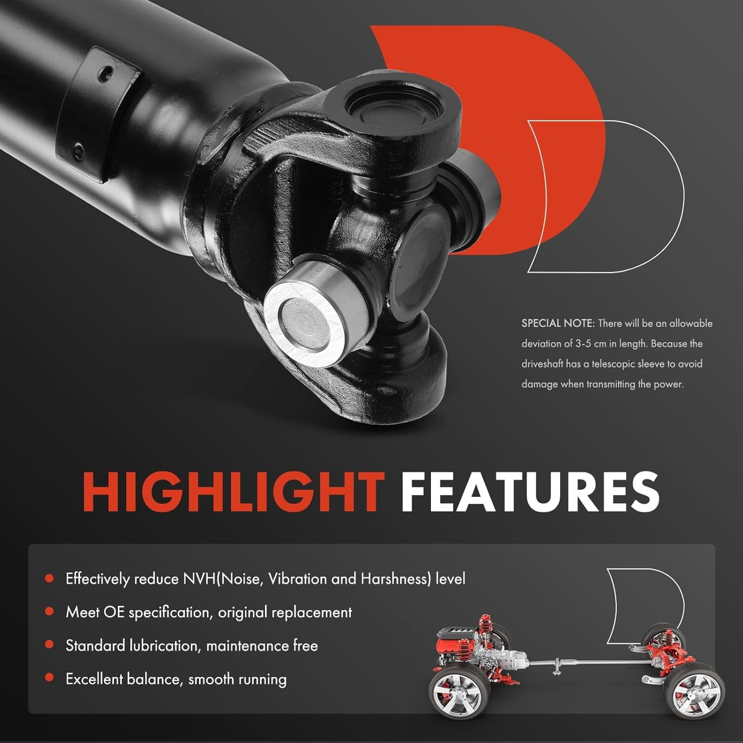 A-Premium Rear Complete Drive Shaft Prop Shaft Driveshaft Assembly Compatible With Chevrolet Camaro 2010-2015, RWD, Automatic Transmission, Replace# 92194145, 92237002