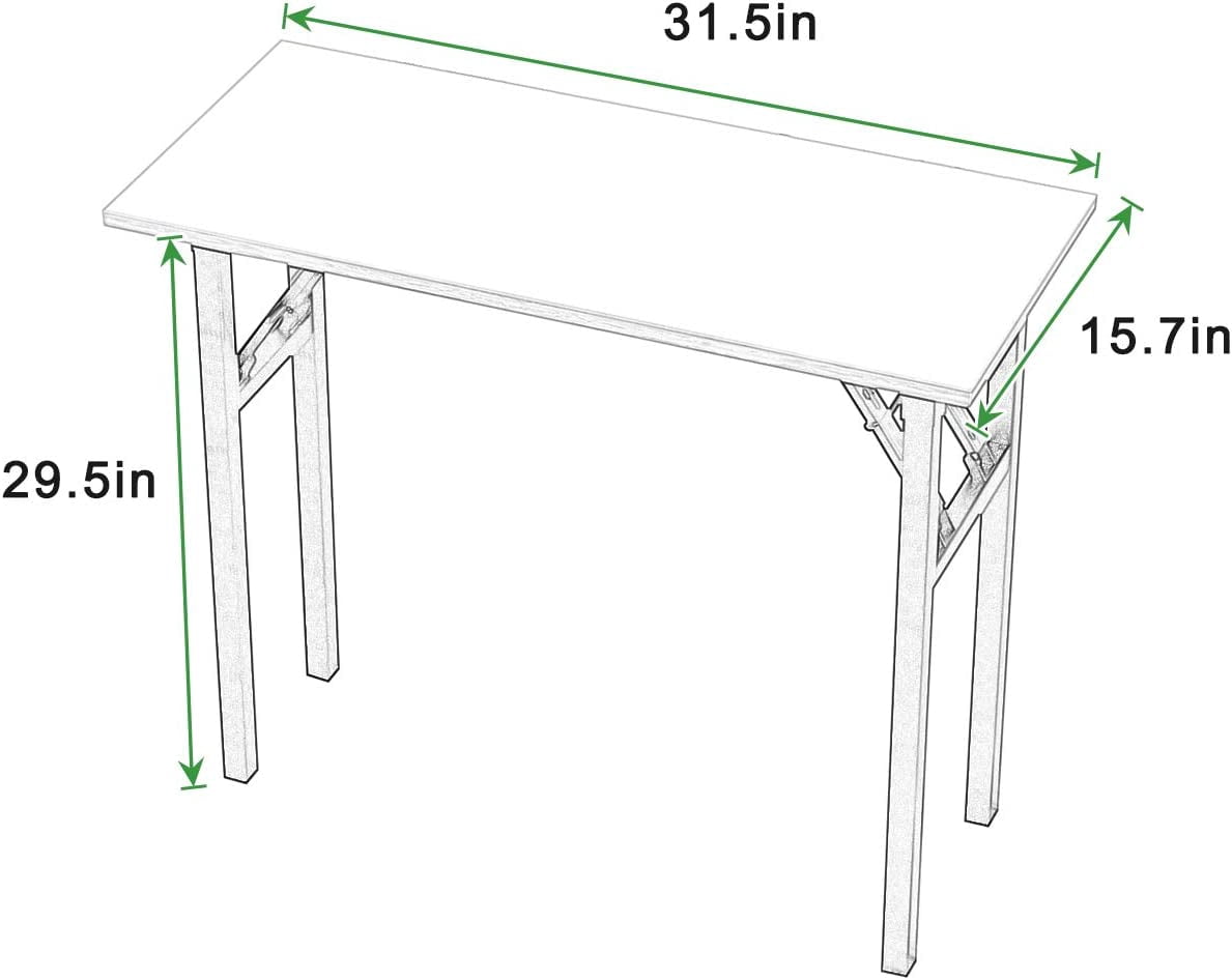 SOGES 31.5 inches Folding Desk No Assembly Sturdy Small Writing Desk for Small Spaces, Teak & White