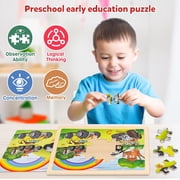 SYNARRY 4-in-1 Wooden Wooden Monster Truck Puzzles for Kids Ages 3-8, 24pcs Each, FSC Certified Educational Jigsaw Puzzle Set