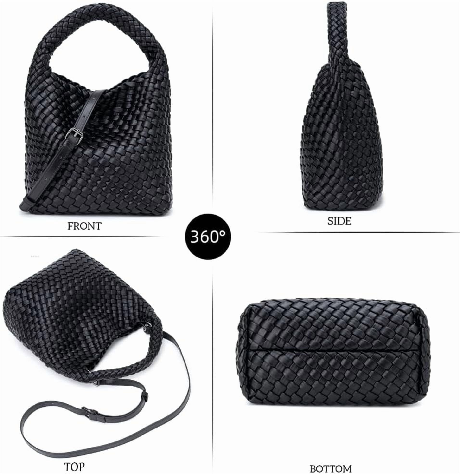 CAILDANL Woven Leather Bags for Women Knoted Women Handbag Designer Shoulder Bucket Purse Handmade Fashion Tote Hobo Bag Small