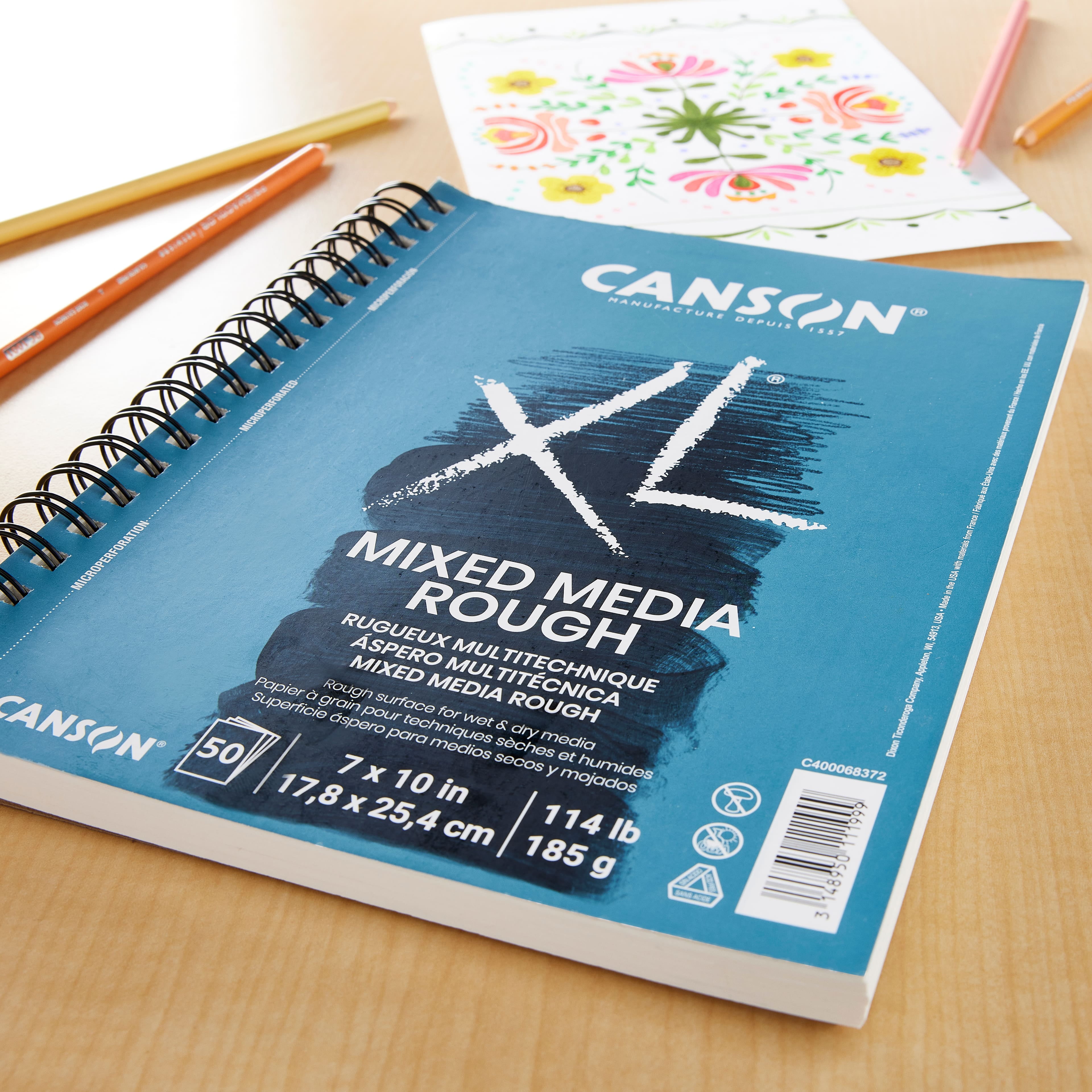 Canson XL 7 x 10 Wire Bound Mixed Media Sketch Pad, 60 Sheets/Pad, 3/Pack  (97316-PK3)