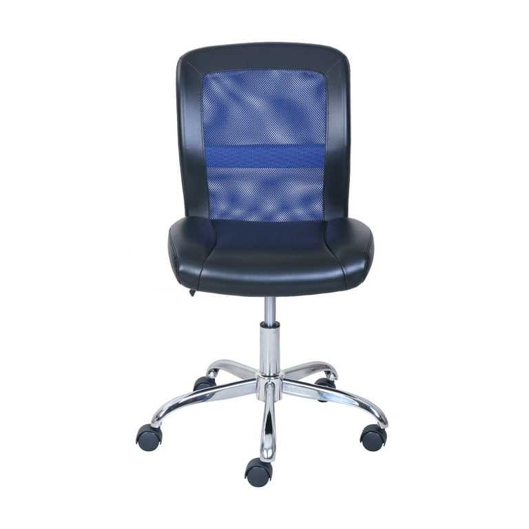 Free Shipping Mainstays Mid Back Vinyl Mesh Task Office Chair Black and Blue Walmart