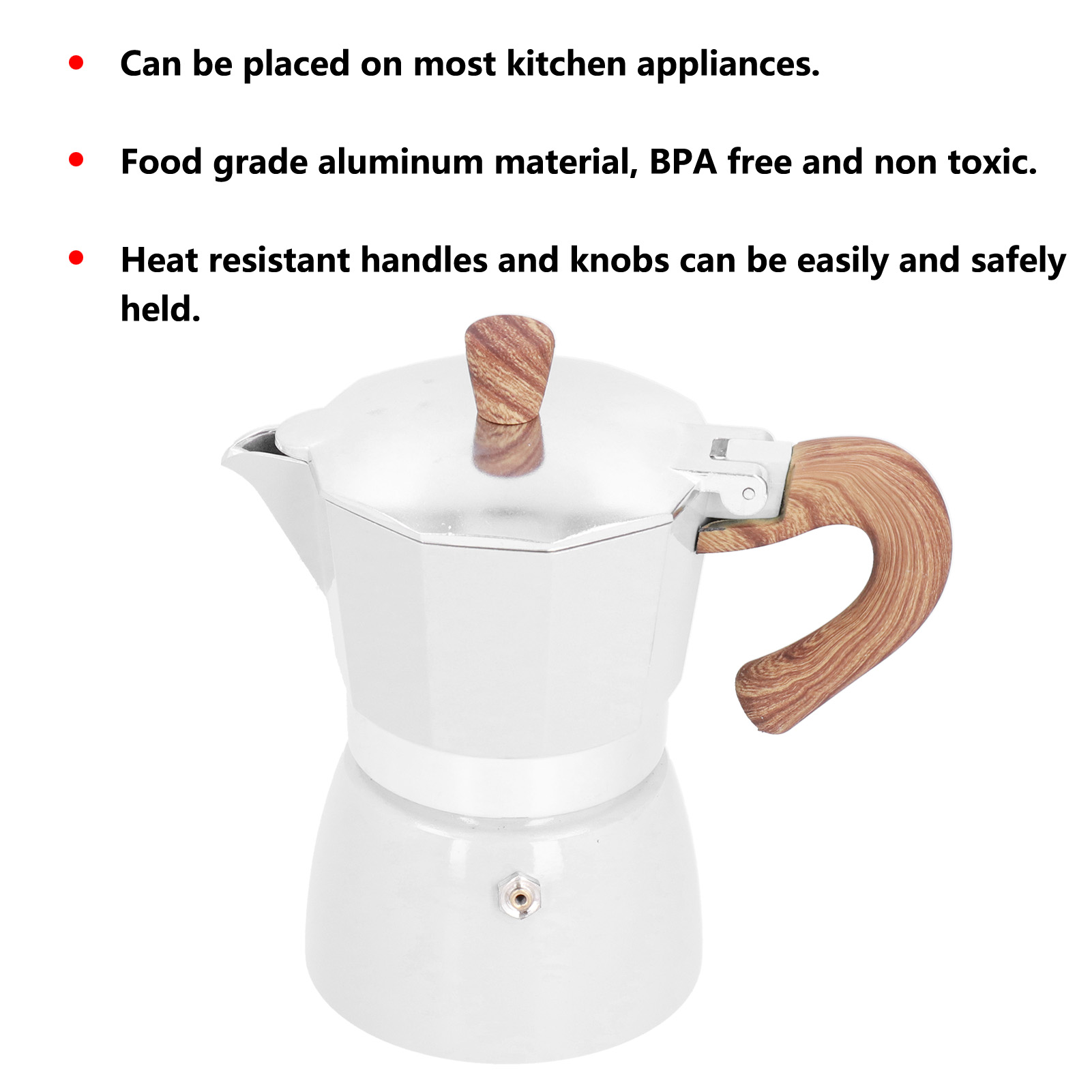 150ML Stovetop Espresso Maker, Espresso Cup Moka Pot Italian Coffee Maker, Manual Cuban Coffee Percolator Machine[White]