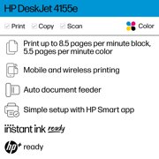 HP DeskJet 4155e All-in-One Inkjet Printer, Color Mobile Print, Copy, Scan, Send