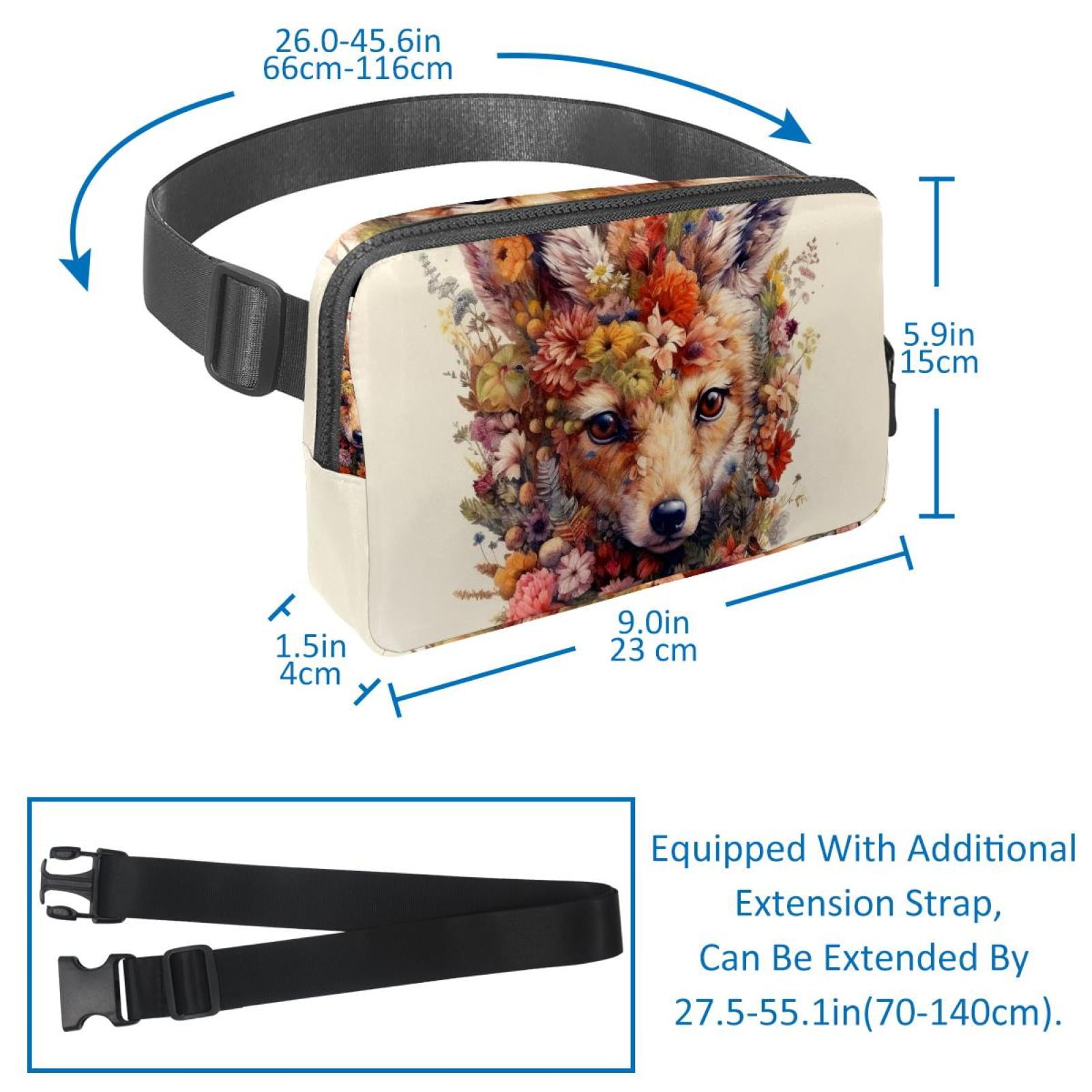 Floral Lightweight Adjustable Fanny Pack with Extension Strap - Unisex Crossbody Bag Money Belt