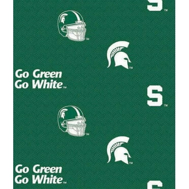 Michigan State University Cotton Fabric Allover Herringbone Design-Sold by the Yard