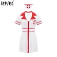 thumbnail image 2 of Lencería para mujer, vestido de enfermera traviesa, trajes de Cosplay, disfraces sexis de Doctor Maid, disfraces de Halloween, vestido cruzado con cremallera frontal y tocado, 2 of 5