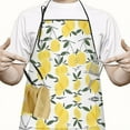 thumbnail image 2 of Yellow Lemon Fruit Leaves White Pattern Apron-Garden Aprons for Women with Pockets-Cotton Linen Waterproof Kitchen Cooking Gardening Aprons Adjustable for Kitchen,Cooking,BBQ and Salon 33x27 Inch, 2 of 7