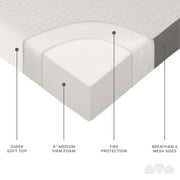 Milliard 4-inch Cot Tri Folding Foam Mattress with Washable Cover, (75 x 31 x 4)