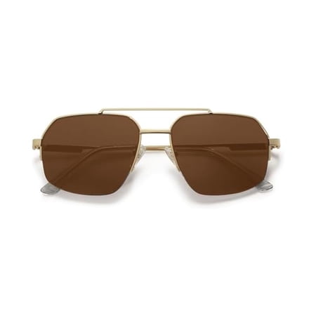 Trendy Aviator Sunglasses Mens Womens Retro Double Bridge Metal Semi-Rimless Shades Lentes De Sol Para Mujer SJ1191