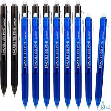 Erasable Gel Pens, Retractable Erasable Gel Pen Clicker Fine Point 0.7 mm, Smooth Ink for Writing (8 Black/8 Blue)