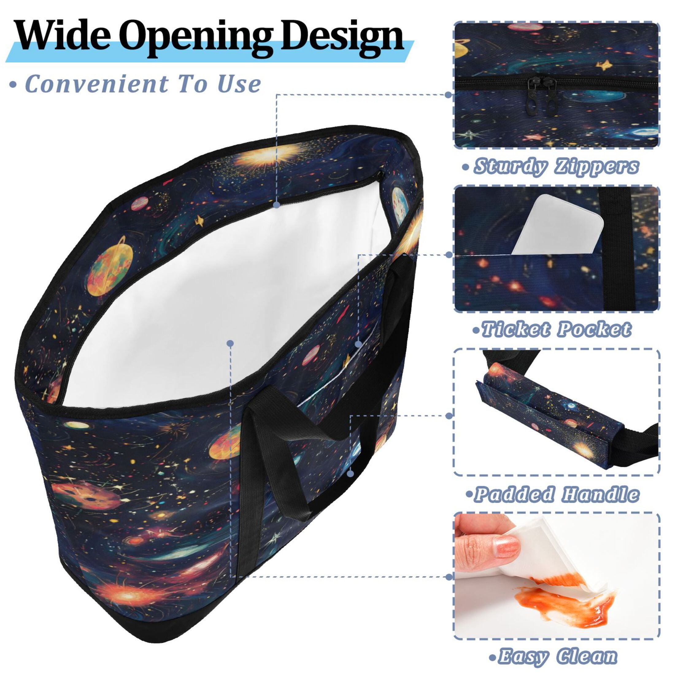 Large Hand-held Ice Pack Picnic Bag Insulation and Refrigeration Suitable for Shopping Picnics and Camping Planet Cartoon