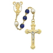 McVan 450HF 8 mm Pearl Like Glass Cross Rosary Set - Blue & White