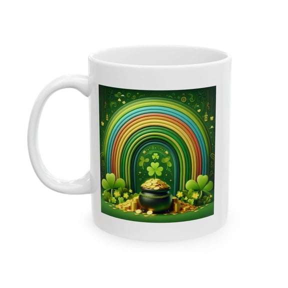 St. Patrick's Day Ceramic Mug RainB1Ow S1HAmR1OCk IriS1H Coffee Cup