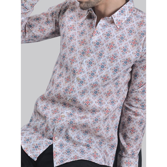 TryBuy Exclusive Men's Printed Full Sleeve Casual Linen Shirt