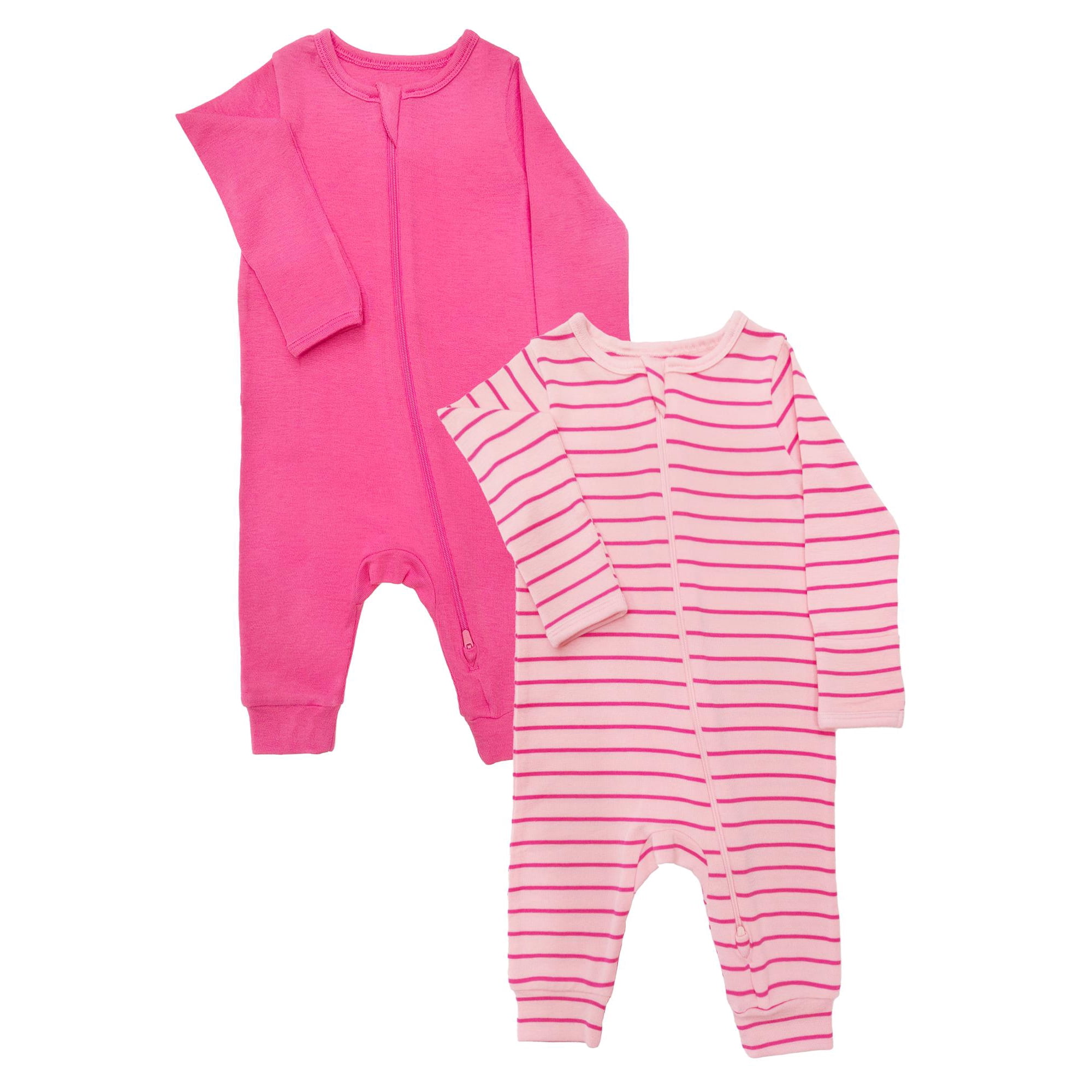 Wonder So Soft Modal by Wonder Nation Gender Neutral Two-Way Zipper Footless Coverall Pajamas, 2-Pack, Sizes Preemie–6/9 Months