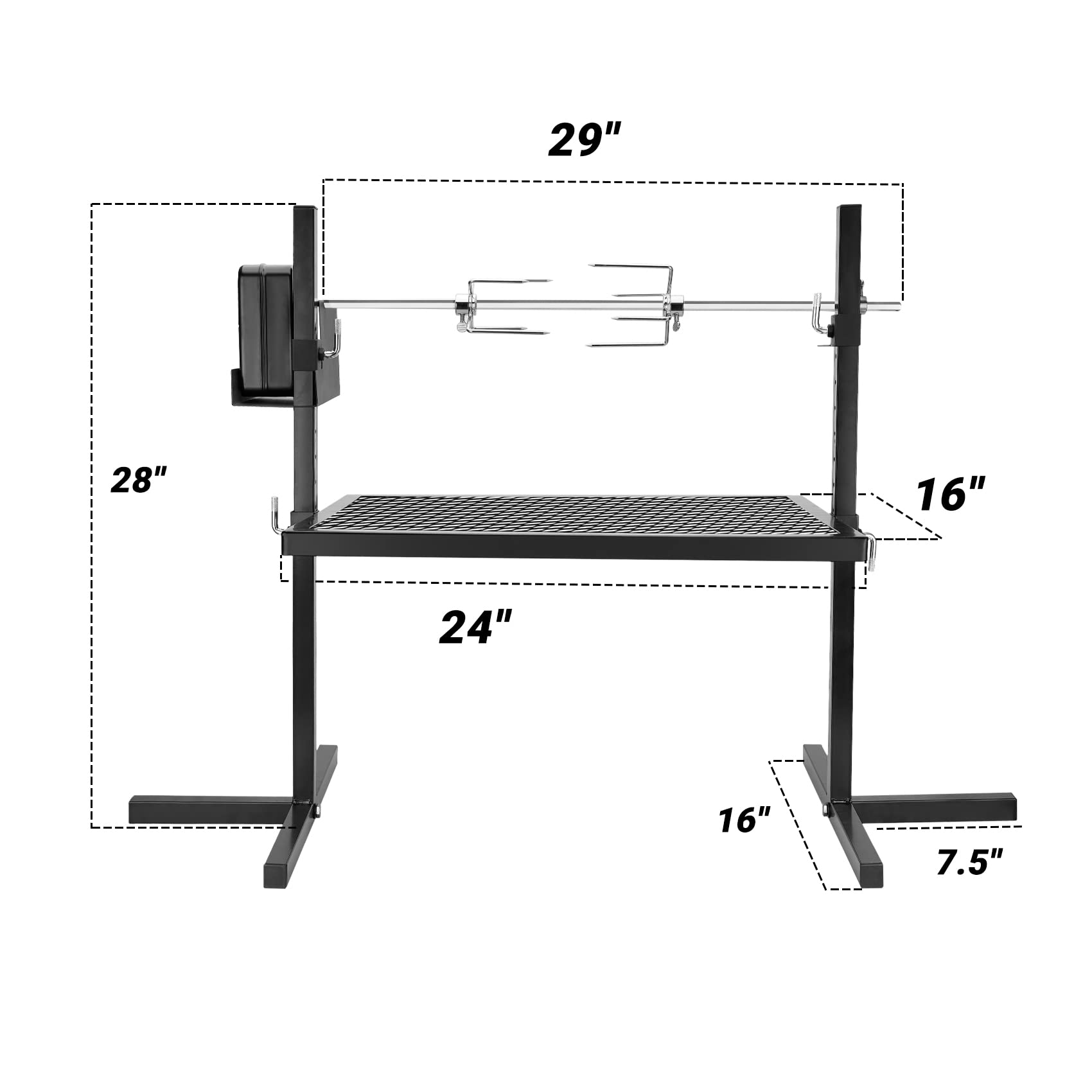 Only Fire 360 Adjustable Electric BBQ Rotisserie Grill and Spit Kit Outdoor Camping Grill