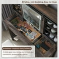 thumbnail image 6 of OKD Farmhouse Rustic Makeup Vanity Desk with Sliding Mirror and Lights, Glass Top Vanity Set with Charging Station, 4 Drawers & 1 Cabinet, Includes Stool - Big Vanity for Bedroom, Dark Rustic Oak, 6 of 12