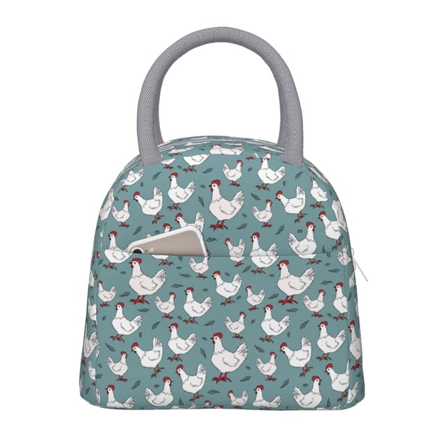 Fotbe Funny Chicken Bolsa de Almuerzo con Estampado, Lonchera Aislada, Contenedor de Comida Reutilizable Tipo Cooler a Prueba de Fugas