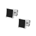 thumbnail image 3 of Mens 1/4 ctw Black Diamond Stainless Steel Square Stud Earrings, 3 of 4