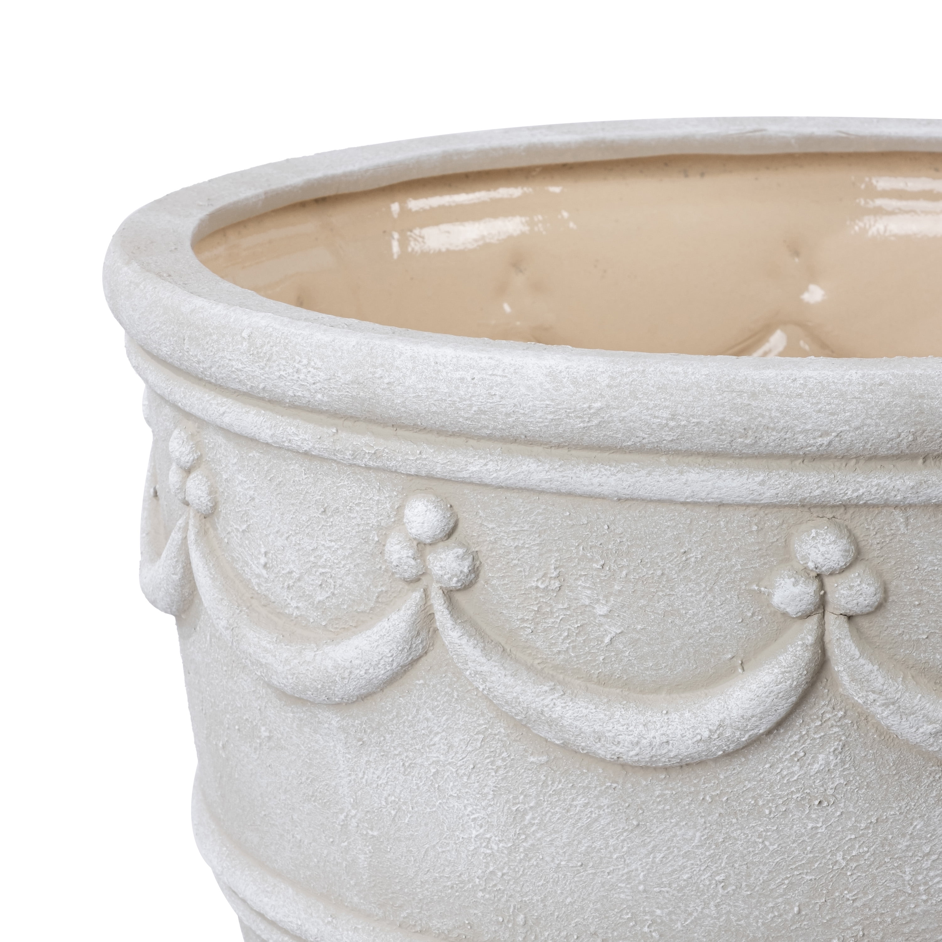 My Texas House 16 in Retro Planter, Cream
