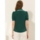 thumbnail image 3 of INSPIRE CHIC Blusa De Trabajo De Manga Corta Con Cuello Abullonado Y Cuello Peter Pan Para Mujer Verde oscuro S, 3 of 4