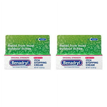 Benadryl Extra Strength Itch Stopping Anti-Itch Cream with Histamine Blocker, Diphenhydramine HCl Topical Analgesic & Zinc Acetate Skin Protectant for Relief from Most Outdoor Itches, 1 Oz (Pack of 2)