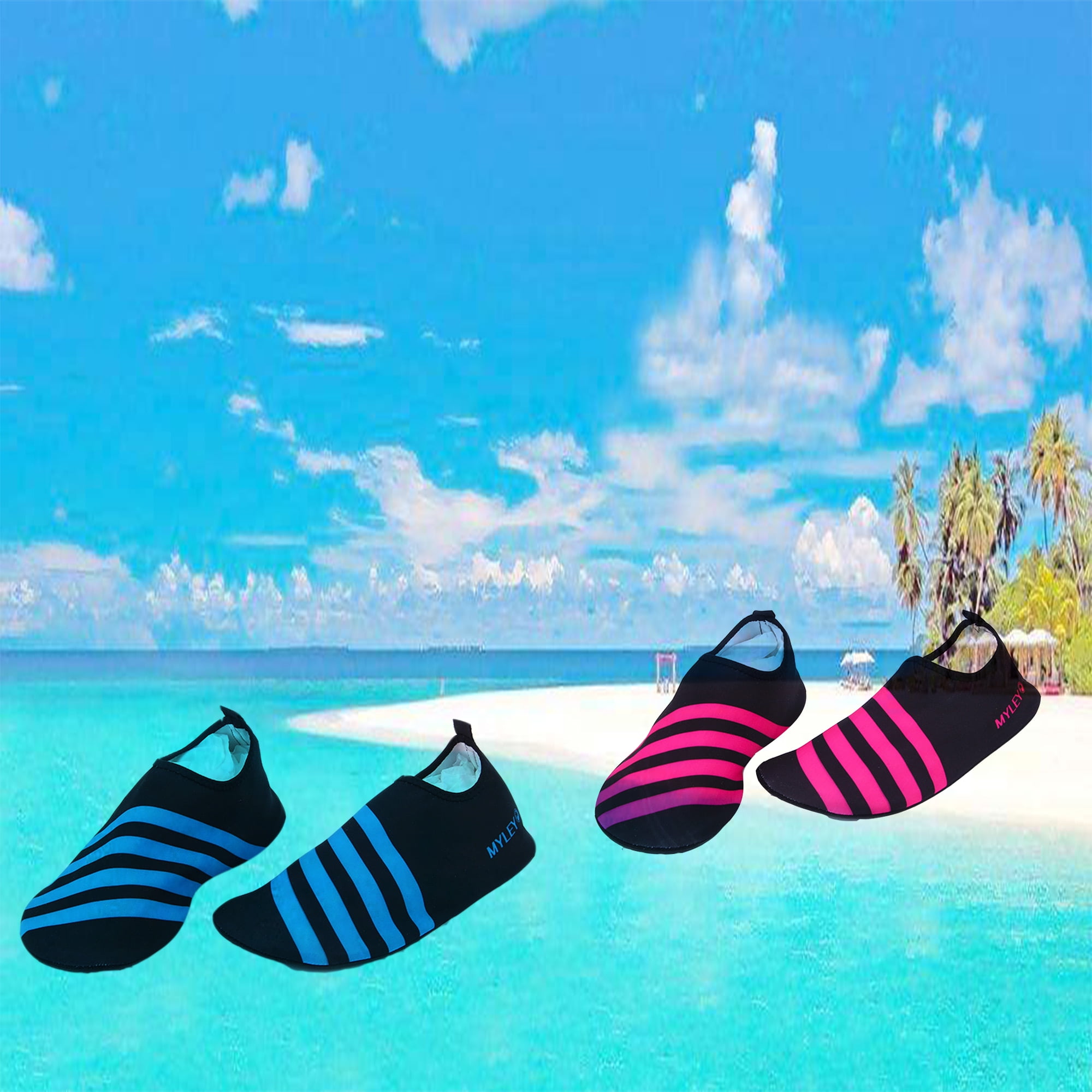 Women 2 Pair Skin Water Shoes Summer Beach Swimming Shoes Aqua Socks