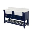 thumbnail image 3 of Charlotte 60" Double Farmhouse Bathroom Vanity with Royal Blue Cabinet and Quartz Top, 3 of 7