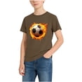 thumbnail image 3 of DJDLJWCJ Boys Soccer Shirt Crewneck Relaxed Fit Soccer Printed Summer Shirts Stretch Soft Outdoor Athletic Sports Shirts Brown Size 9-10 Years, 3 of 8