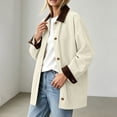 thumbnail image 5 of Women's Corduroy Collar Work Jacket, Casual Button Down Utility Jacket with Long Sleeves, Oversized Lightweight Chore Coat with Front Pockets, Vintage Workwear Outerwear, 5 of 7