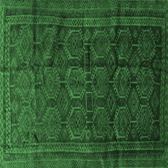 Ahgly Company Indoor Square Persian Emerald Green Traditional Area Rugs, 3' Square