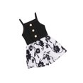 thumbnail image 3 of Xingqing Kids Girls Toddler Flower Jumpsuits Sleeveless Printed Buttoned Ruffles Short Pants Summer Clothes, 3 of 7