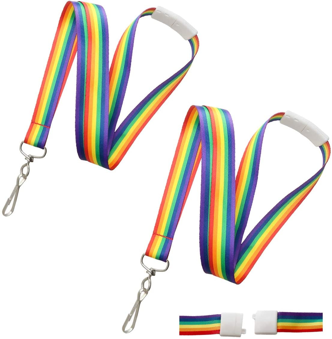 100 x Rainbow Pride Medal Ribbons Lanyards with Gold clips 22mm wide 