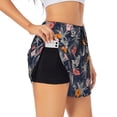 thumbnail image 1 of Balery Hawaiian Style Pantalones cortos deportivos para mujer con forro y dos bolsillos, elásticos, para entrenamiento, gimnasio, yoga-Large, 1 of 7