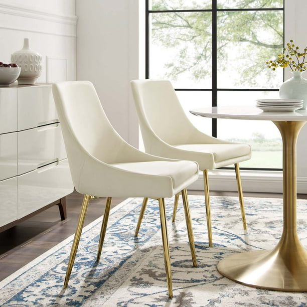 Modway Viscount Performance Velvet Dining Chairs - Set of 2 in Gold