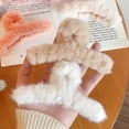 thumbnail image 4 of Winter Plush Hair Claw Faux Furry Cross Teeth Back Head Shark Clip Solid Color Hair Barrette Headwear Hair Accessories, 4 of 7