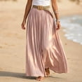 thumbnail image 4 of Vynhevius Womens Solid Belted Skirt Elastic Waist Flowy Casual Maxi, 4 of 6