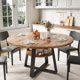 thumbnail image 1 of 47.2-pulgada round estilo rural dining mesa con almacenamiento para 4 - 6 people, ideal para para kitchen, dining room, sala de estar, meeting room, o apartment (retro style), 1 of 7