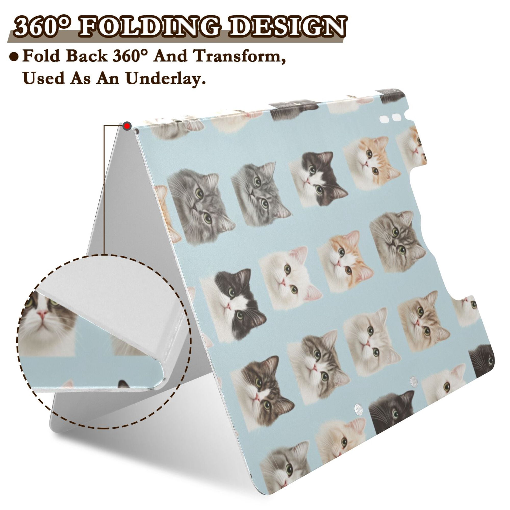 FORMRS A4 Clipboard Folder with Pen Holder Horizontal Foldable School Office Binder, Cute Cat Faces