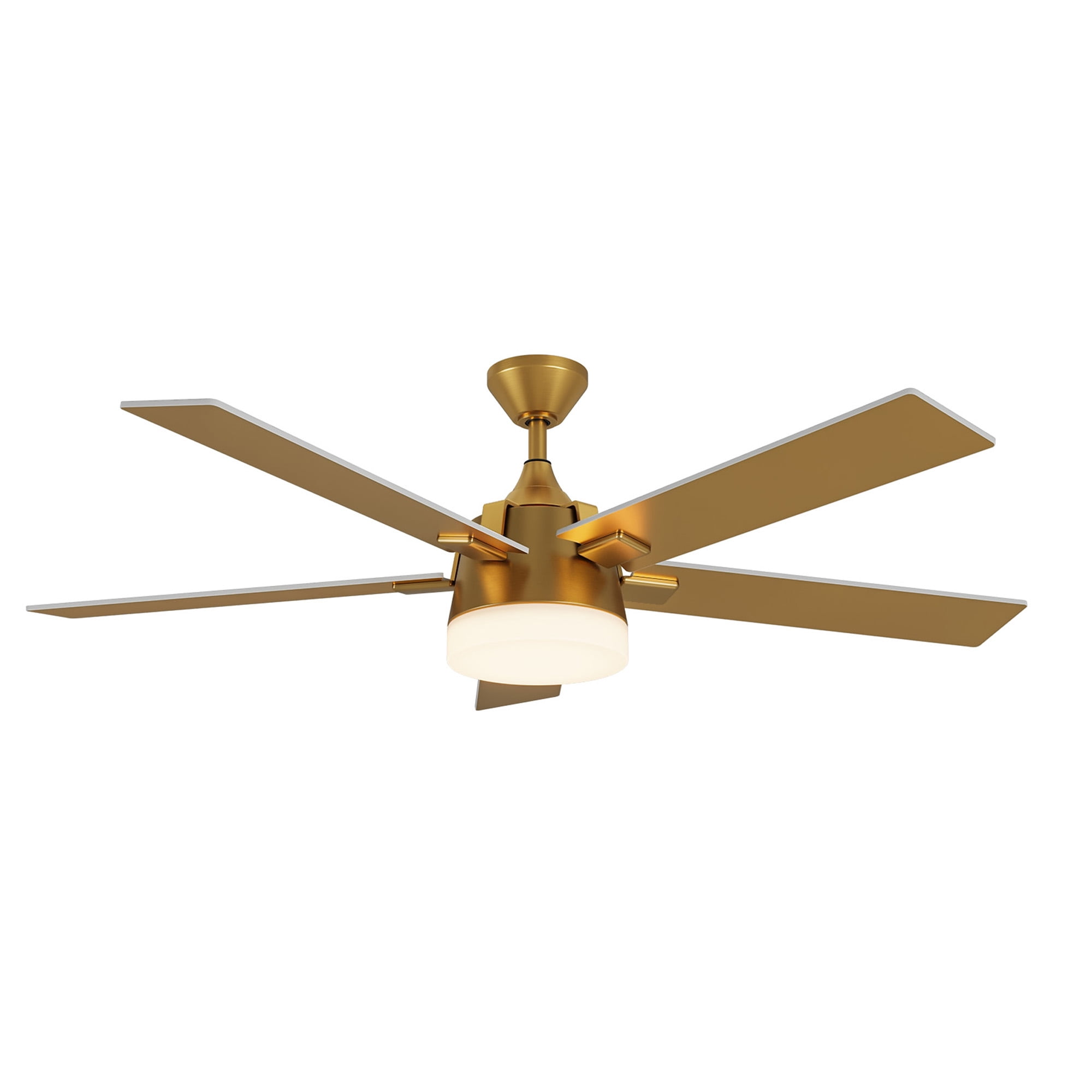 ModFusion 52-Inch Dual Style Ceiling Fan, White and Gold Blades, Remote Control, Reversible Motor