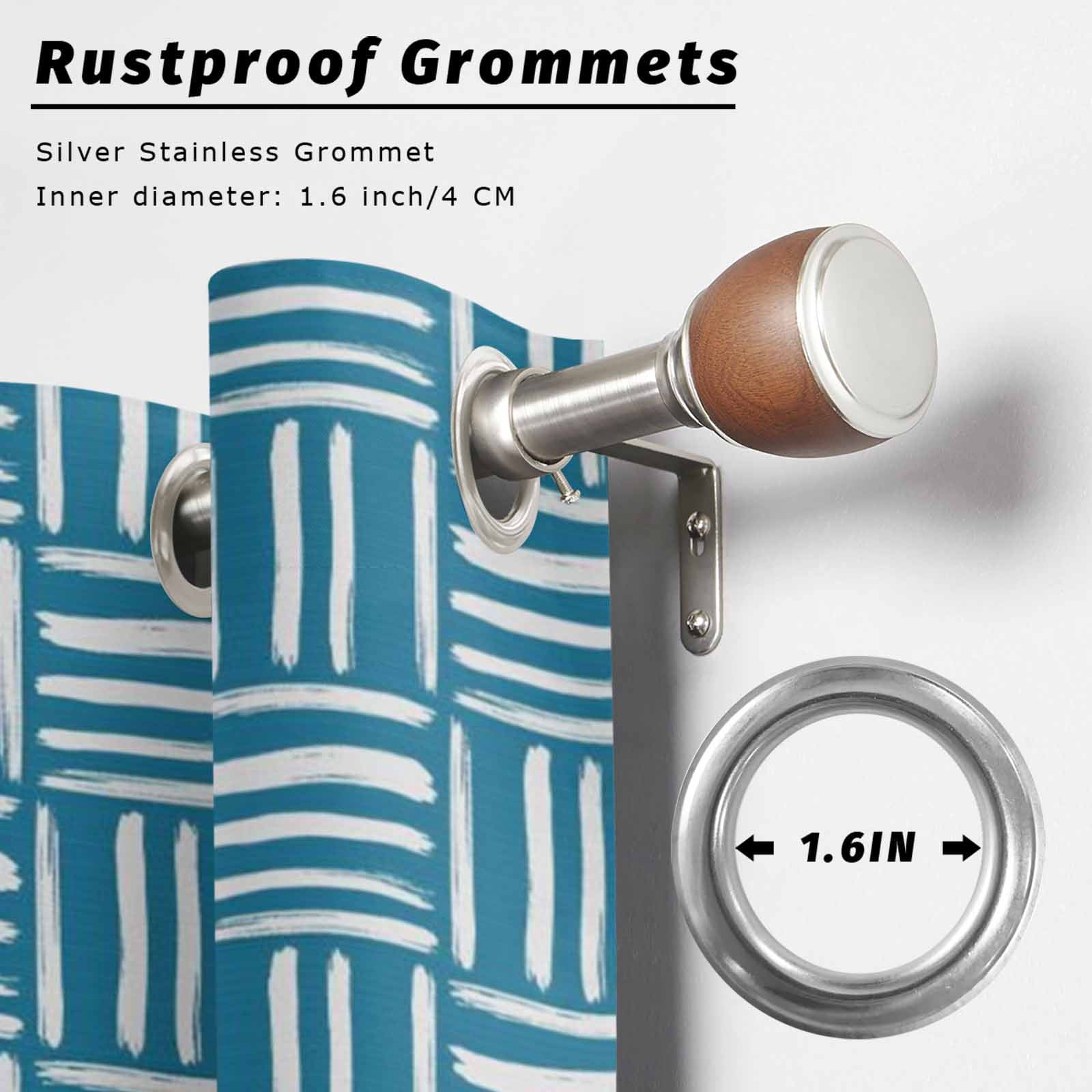 Blue Woven Texture Outdoor Curtains for Patio, Modern Minimalist Navy Blue Grid Pattern Sunshade Privacy Drapes Grommet Waterproof Outside Curtains for Porch/Cabana/Balcony 54"x 108", 1 Panel