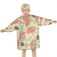 thumbnail image 3 of Cute Pink Hedgehog Pattern Blanket Hoodies for Kids 6-13YR Oversize Wearable Blanket Hoodies for Boys Girls Teens, 3 of 7