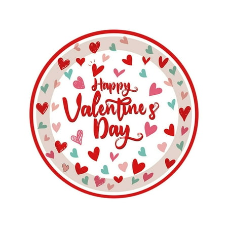 Valentine s Day Disposable Tableware Set 20PCS Heart Pattern Party 9In Paper Plates Festive Themed Celebration Supplies Easy Clean Up Great for Parties and Dinners Home Celebration Decor